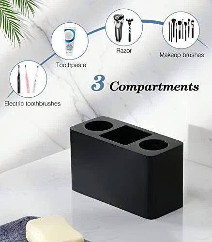 Toothbrush Holder 3 Slots Electric Toothbrush and Toothpaste Holder Resin Bat...